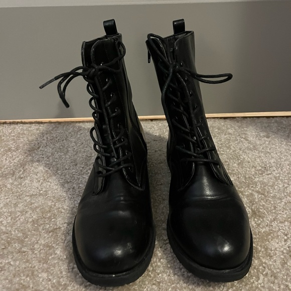 LULU’S Bellah Black Lace-Up Combat Boots - Picture 2 of 8